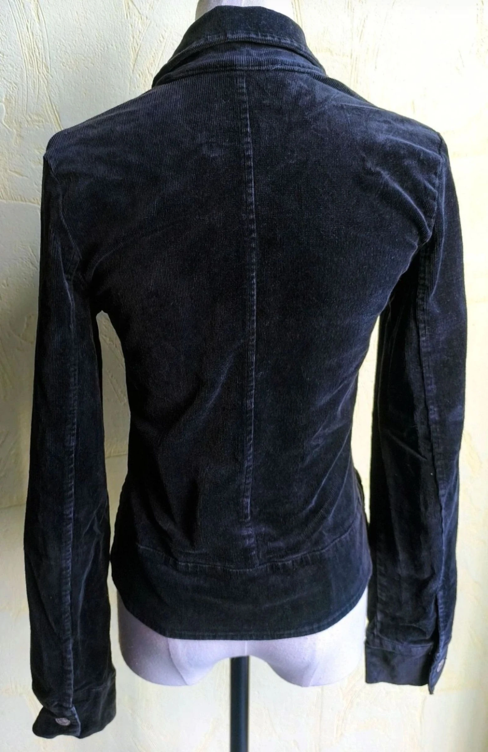 Zipped Ribbed Velvet Black Jacket – photo 5